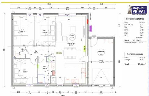b-immo-4 pièces 85 m² 1221 m² projet maison neuve de plain pied, piscine et garage, La Plaine-sur-mer - secteur Cormier (2)
